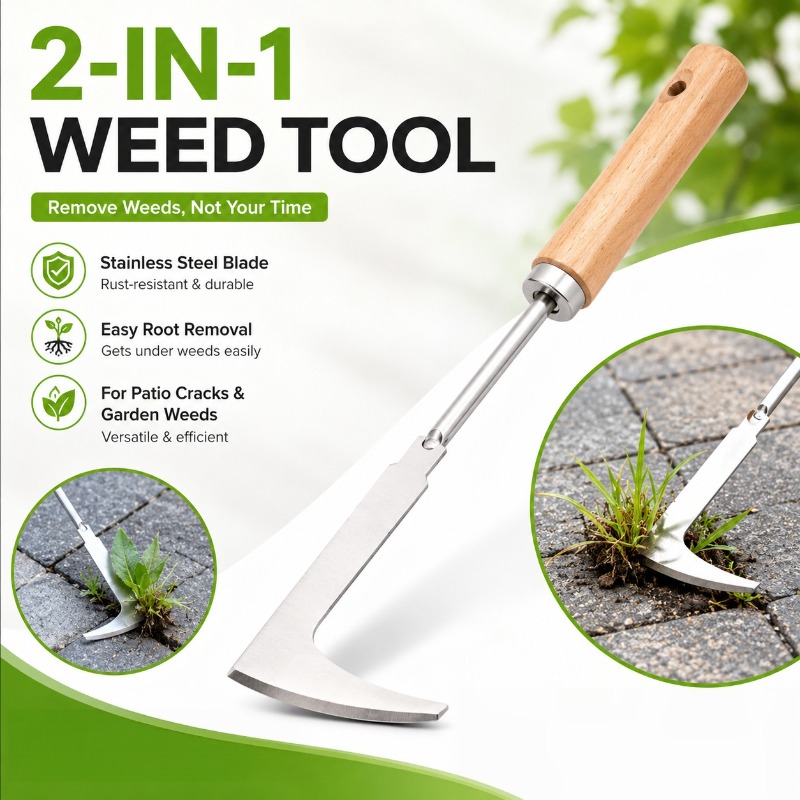 Gardening Tools Used For Weeding - เครื่องมือกำจัดวัชพืชแบบมีช่องว่างทำจากสแตนเลส รูปทรงตัว L อเนกประสงค์ ใช้สำหรับกำจัดวัชพืชในสนามหญ้า ระเบียง