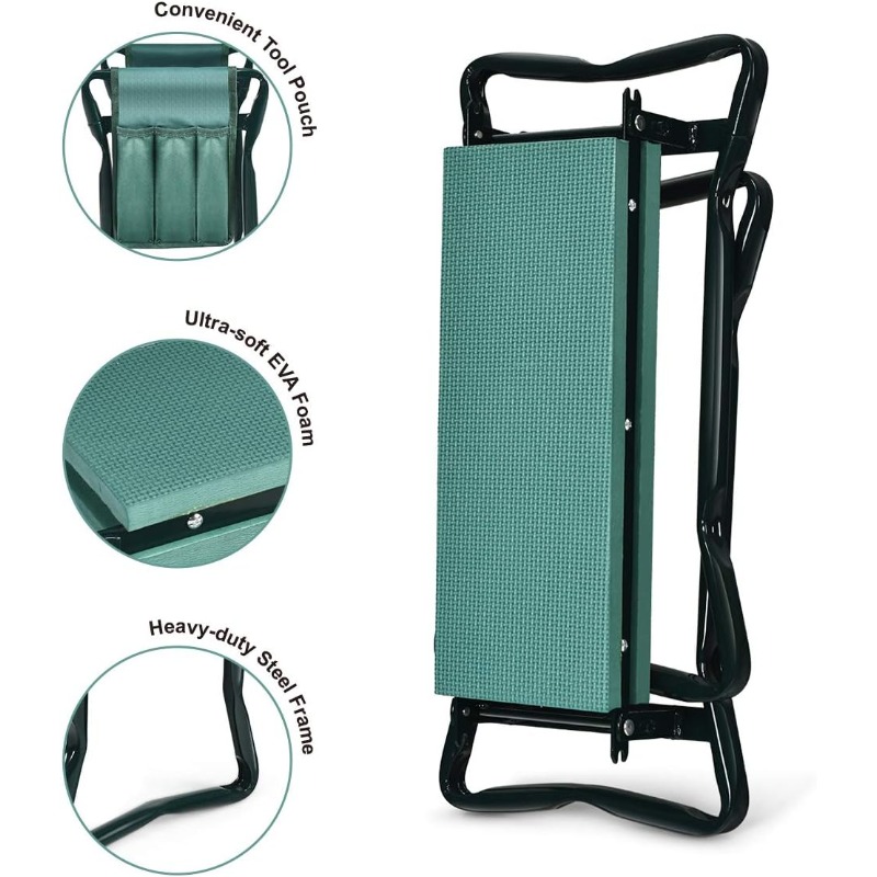 Gardening Tools Kit For Sale - เก้าอี้พับได้ 2-in-1 สำหรับทำสวน พร้อมเบาะฟองน้ำกันลื่น ใช้กลางแจ้ง ขายดี
