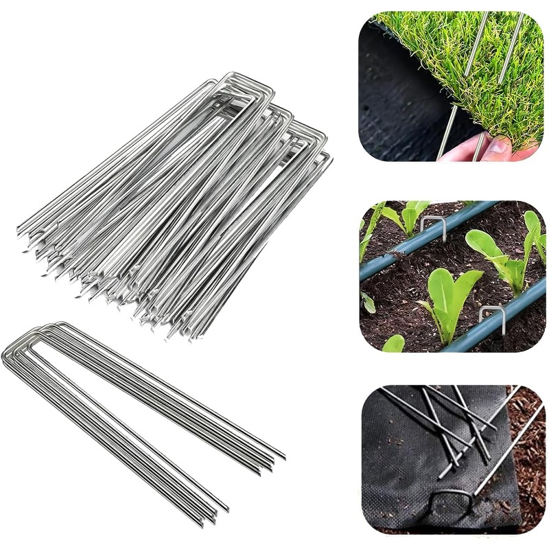 Gardening Tools Used For Weeding - ตะปูรูปตัวยูสำหรับสวน 10 ชิ้น ตะปูสำหรับหญ้าเทียม ตะปูสำหรับรั้วหนัก ใช้สำหรับยึดรั้วและแผ่นกั้นวัชพืช