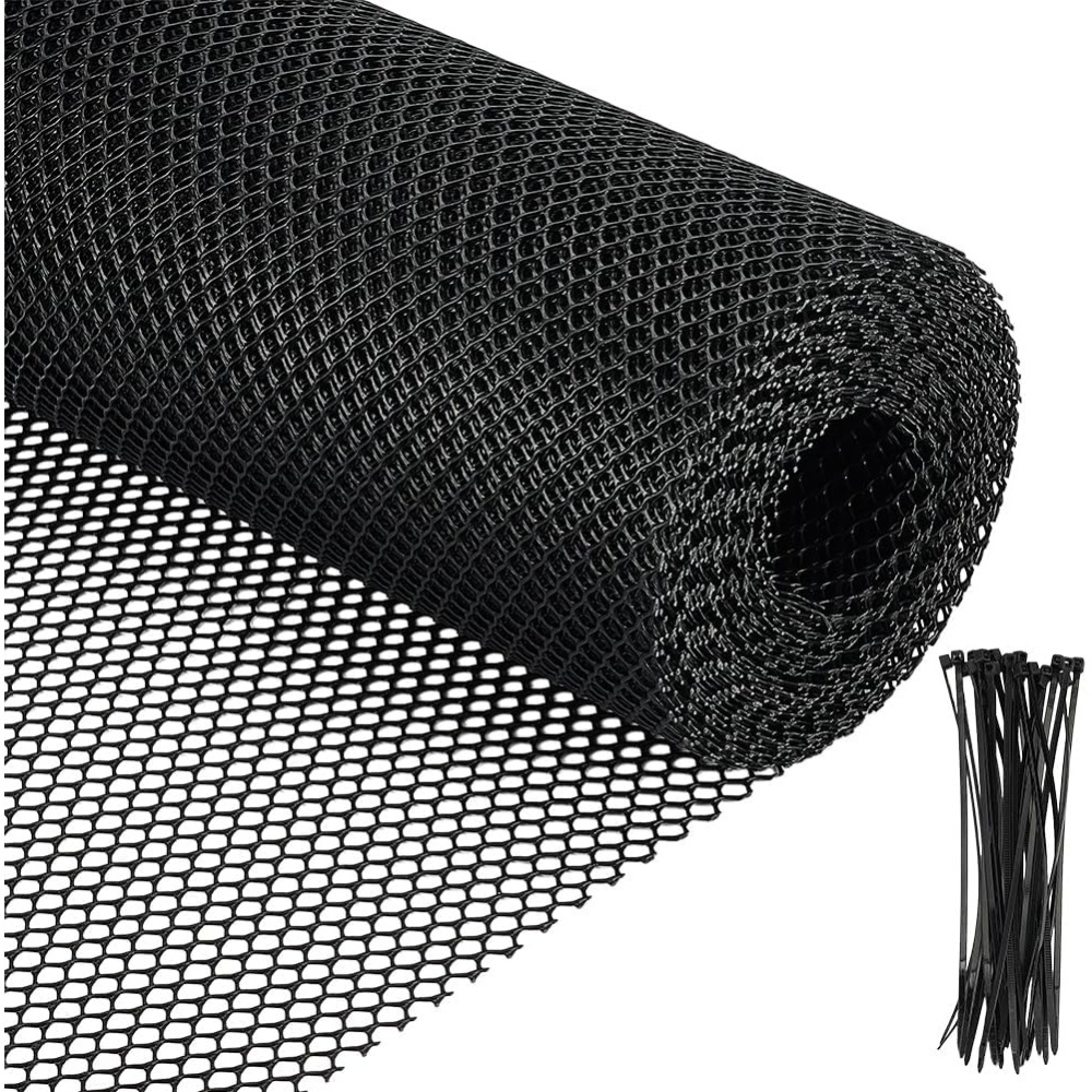 Garden Wire Twist Tie - รั้วตาข่ายพลาสติกสีดำ ขนาด 26.2 ฟุต x 11.8