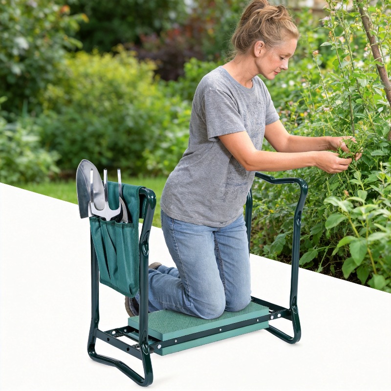 Gardening Tools Kit For Sale - เก้าอี้พับได้ 2-in-1 สำหรับทำสวน พร้อมชุดเครื่องมือ ฟองน้ำกันลื่น สำหรับใช้งานกลางแจ้งในสวน