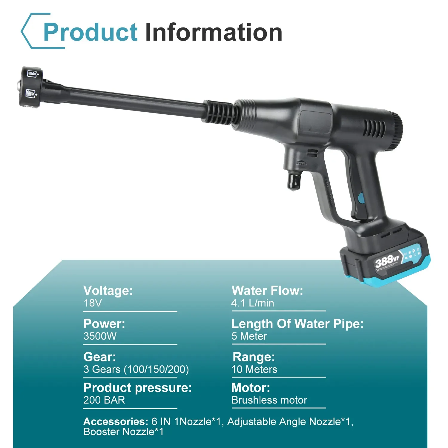 L3500W 200Bar ไร้สายไฟฟ้าเครื่ - Gardening Tools Uk บทวิจารณ์และราคา