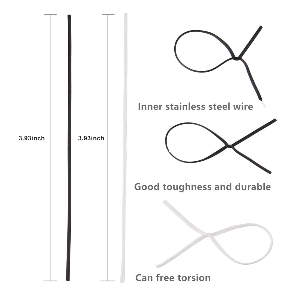 100 ชิ้นสีดําสีขาวสวนสาย Twist - Garden Wire Twist Tie บทวิจารณ์และราคา